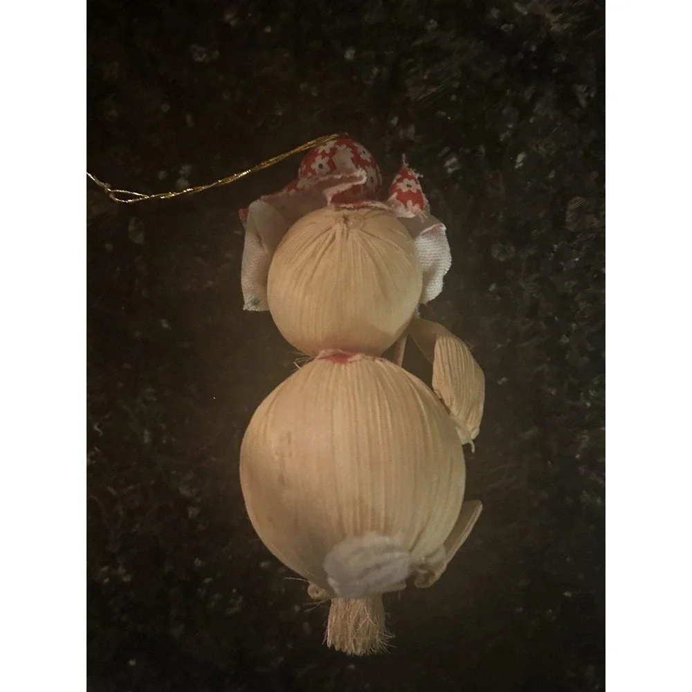 Corn Husk Ornaments Sweeping Woman Corn Husk Doll & Sweeping Mouse Lot Of 2